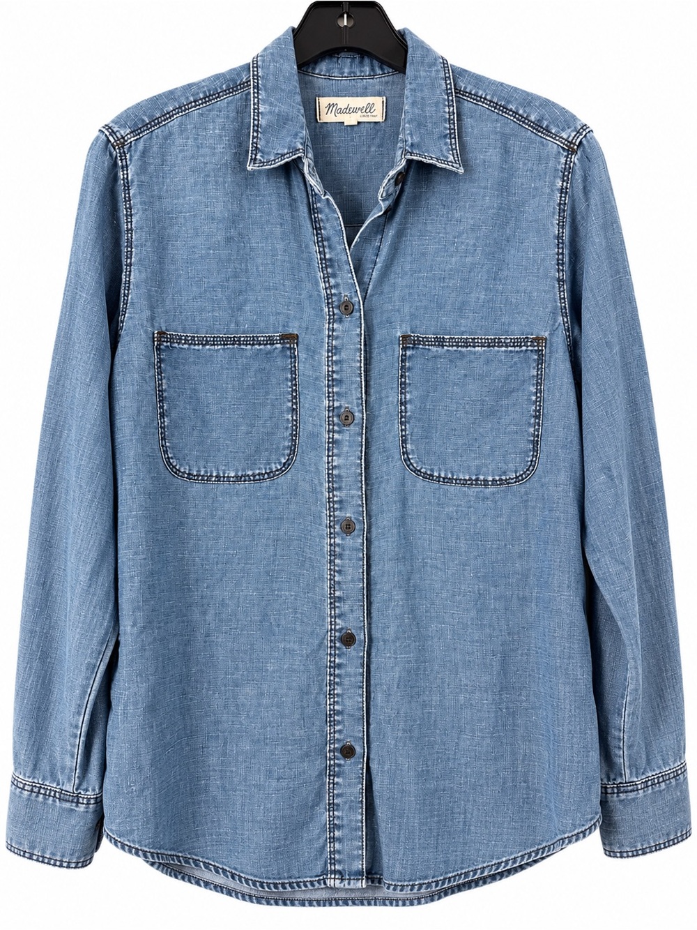 Madewell Light Blue Women's 100% Linen  Button-Down Shirt Sz S